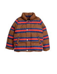 Stripe puffer jacket-browm