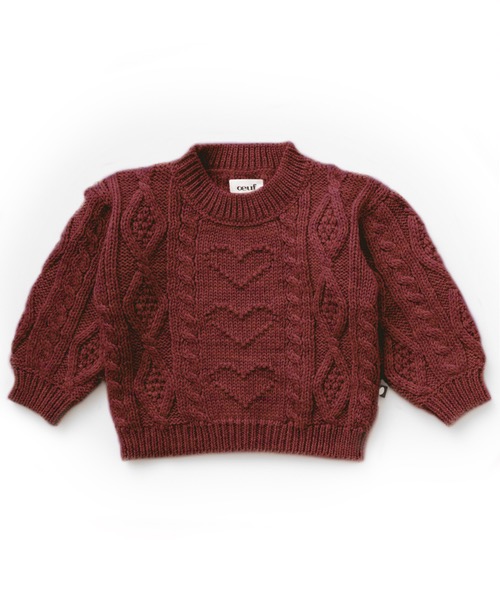 우프 21FW heart bobble sweater (plum)